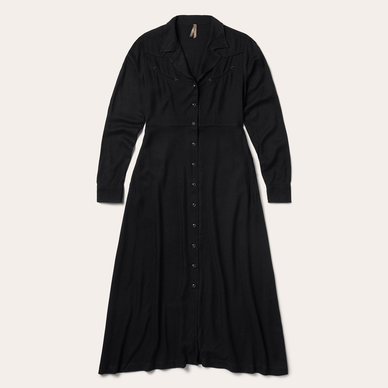 Twill Western Dress Black XS