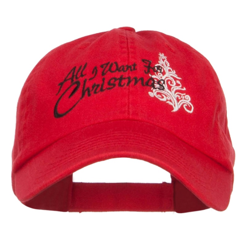 All I Want For Christmas Embroidered Low Cap Red One Size
