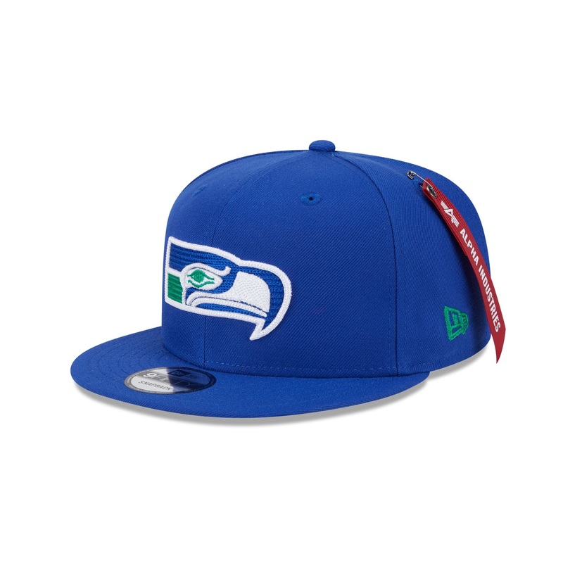 Alpha Industries x Seattle Seahawks Historic Blue 9FIFTY Snapback Hat One Size