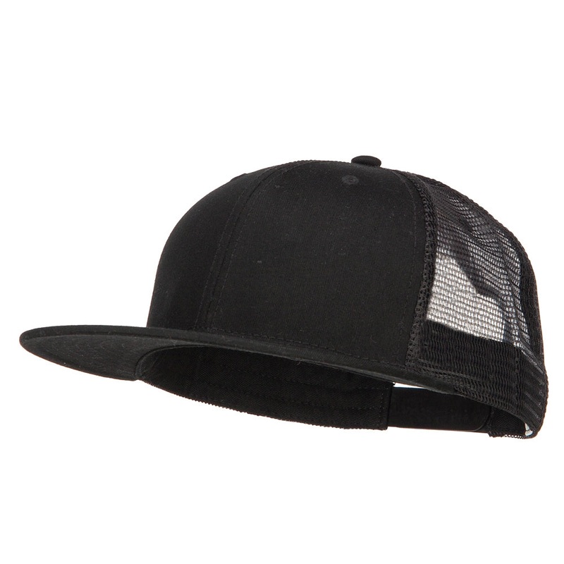 Big Size Premium Flat Bill Trucker Cap Black XL-3XL