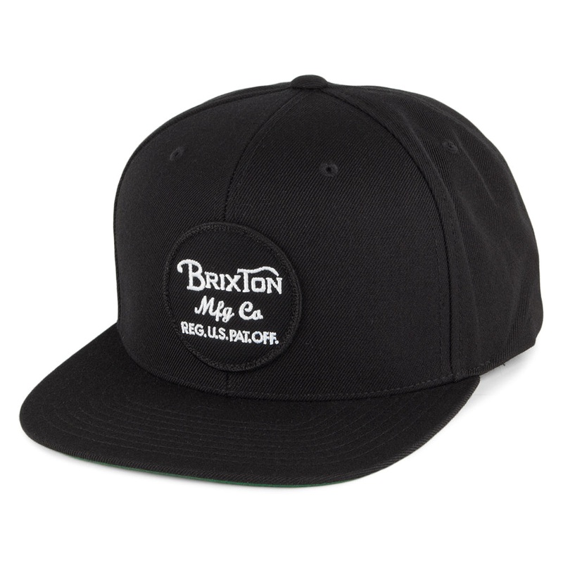 Brixton Hats Wheeler Cotton Snapback Cap – Black Adjustable