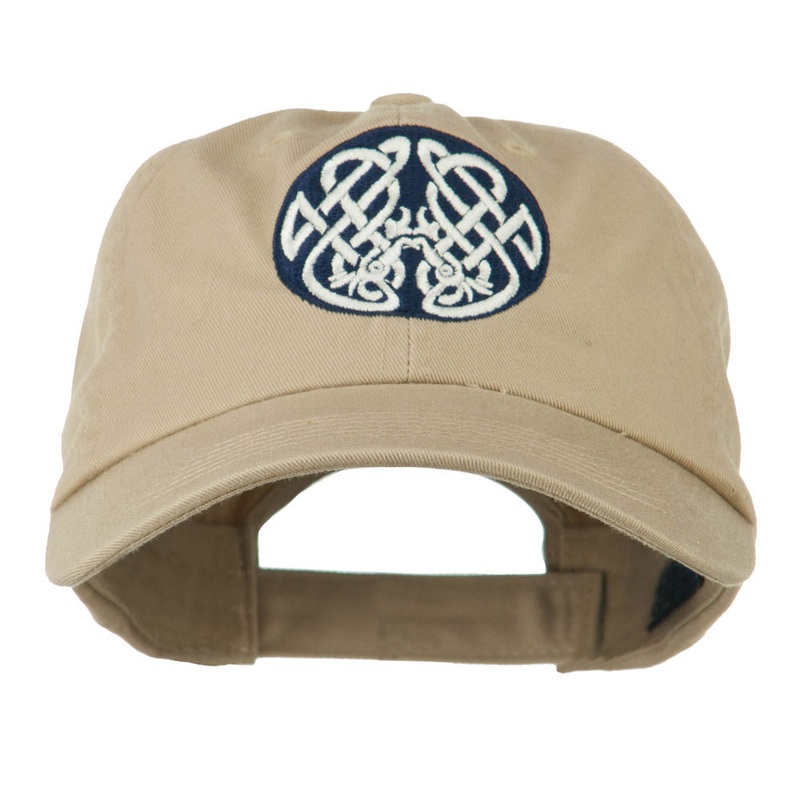 Celtic Emblem with Birds Embroidered Cap Khaki One Size
