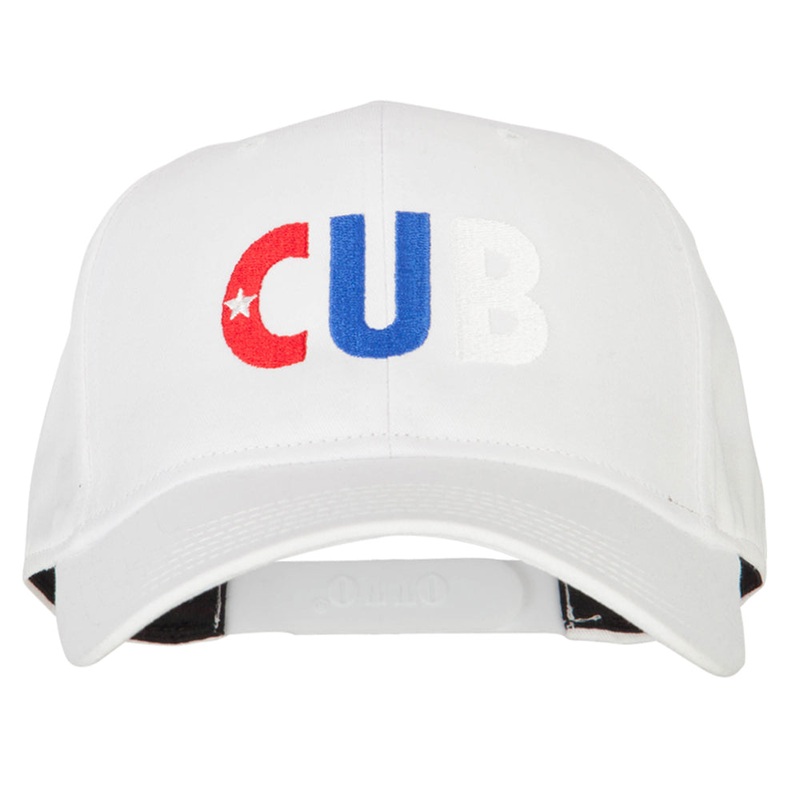 Cuba CUB Flag Embroidered Solid Cotton Pro Style Cap White One Size