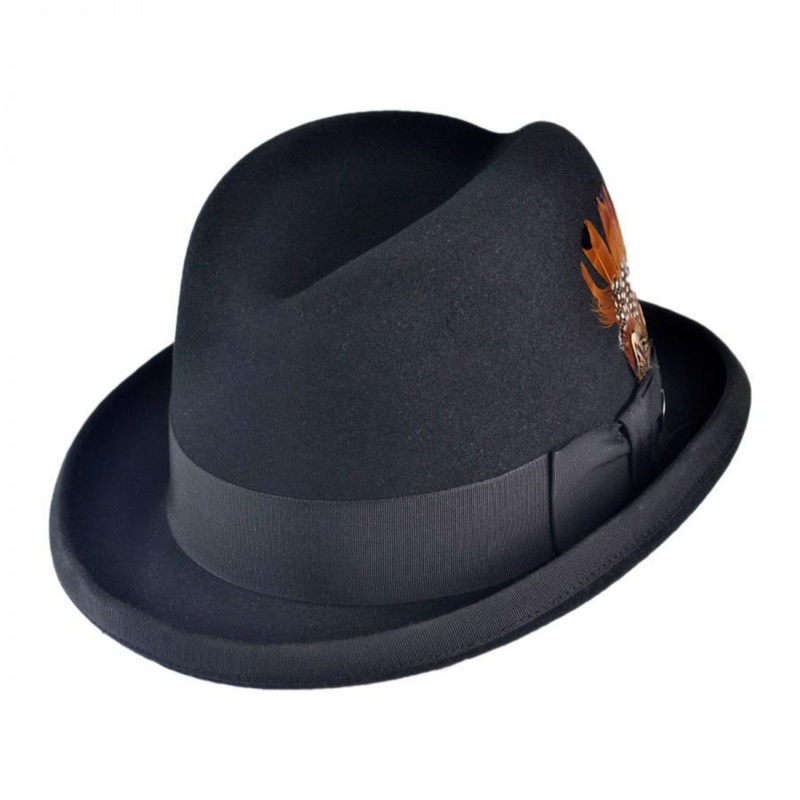 Fur Felt Homburg Hat BLACK 6 7/8