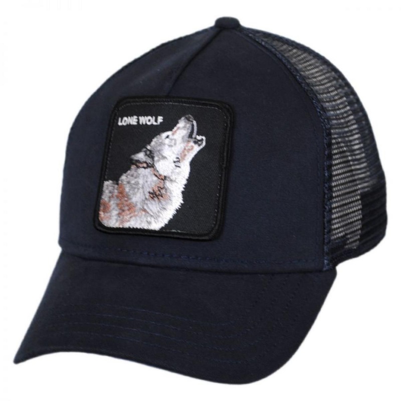 Lone Wolf Mesh Trucker Snapback Baseball Cap NAVY ADJUSTABLE