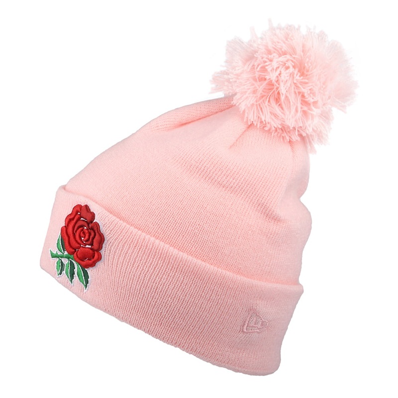New Era Womens Rugby Football Union Cuff Bobble Hat – Pink 1-Size