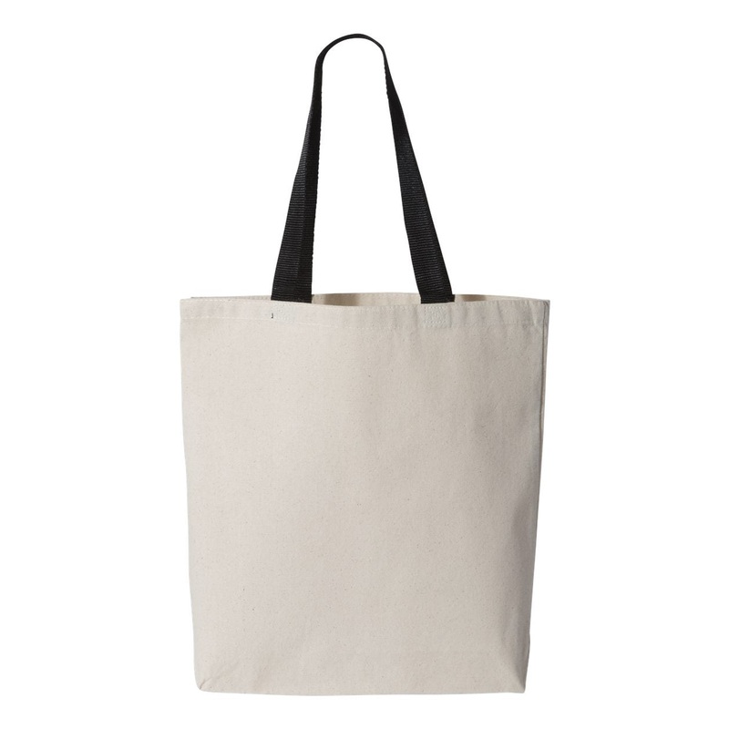 Q-Tees 11L Canvas Tote with Contrast-Color Handles, Tote Bag – Q4400 Natural/Black