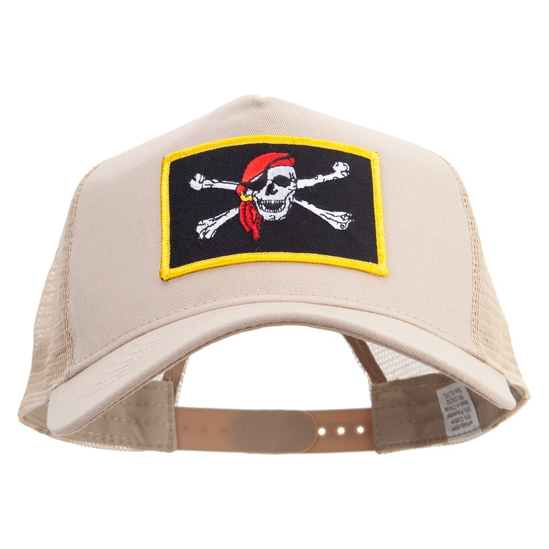 Skull and Choppers Red Scarf Patched New Big Size Trucker Mesh Cap Khaki XL-3XL