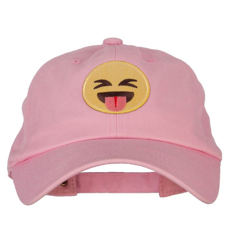 Tongue Out Icon Patched Unstructured Washed Cap Lt Pink One Size