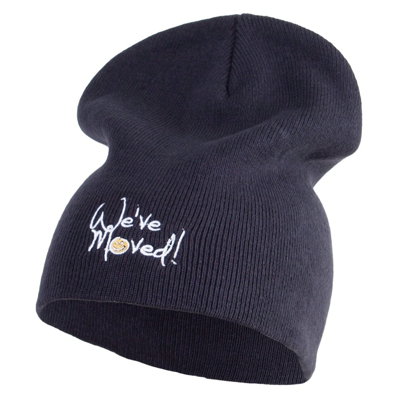 We’ve Moved! Embroidered Big Size Superior Cotton Short Knit Beanie Navy XL-3XL