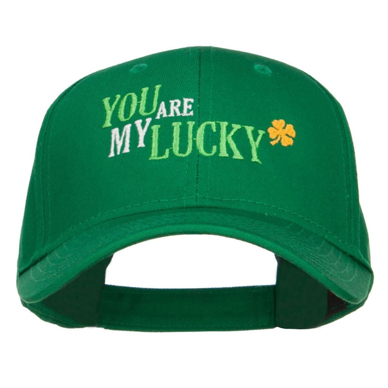 You Are My Lucky Embroidered Cotton Cap Kelly One Size
