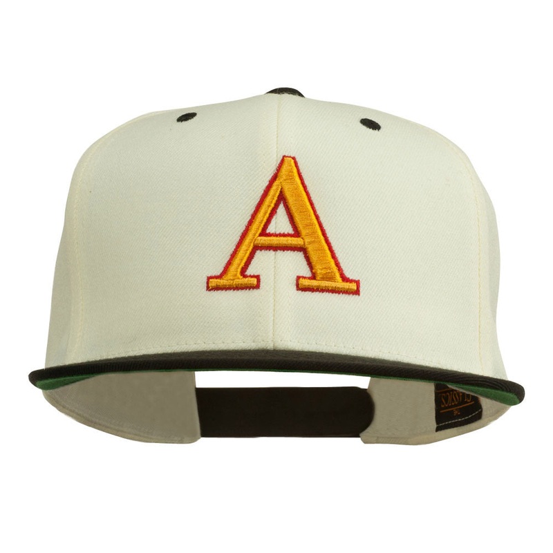 3D Puff Letter A Embroidered Snapback Cap Natural Black One Size