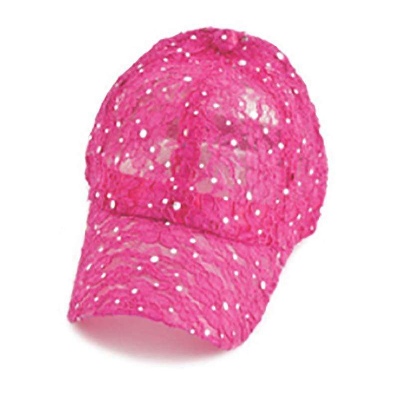 Glitter Lace Baseball Cap Fuchsia