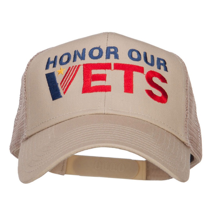 Honor Our Vets Embroidered Mesh Cap Khaki One Size