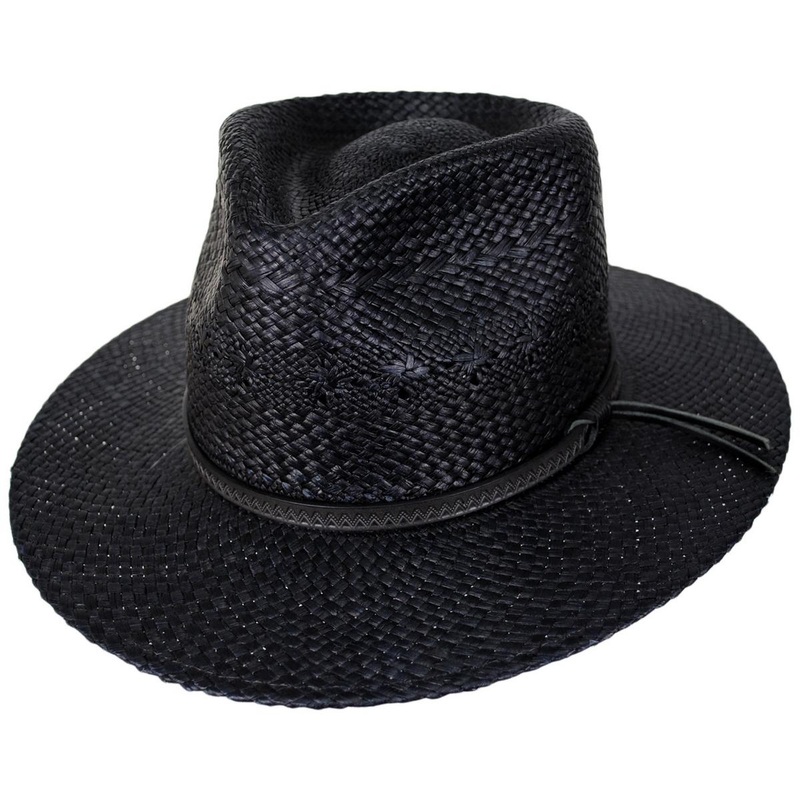 Horan Panama Straw Fedora Hat – Black BLACK S