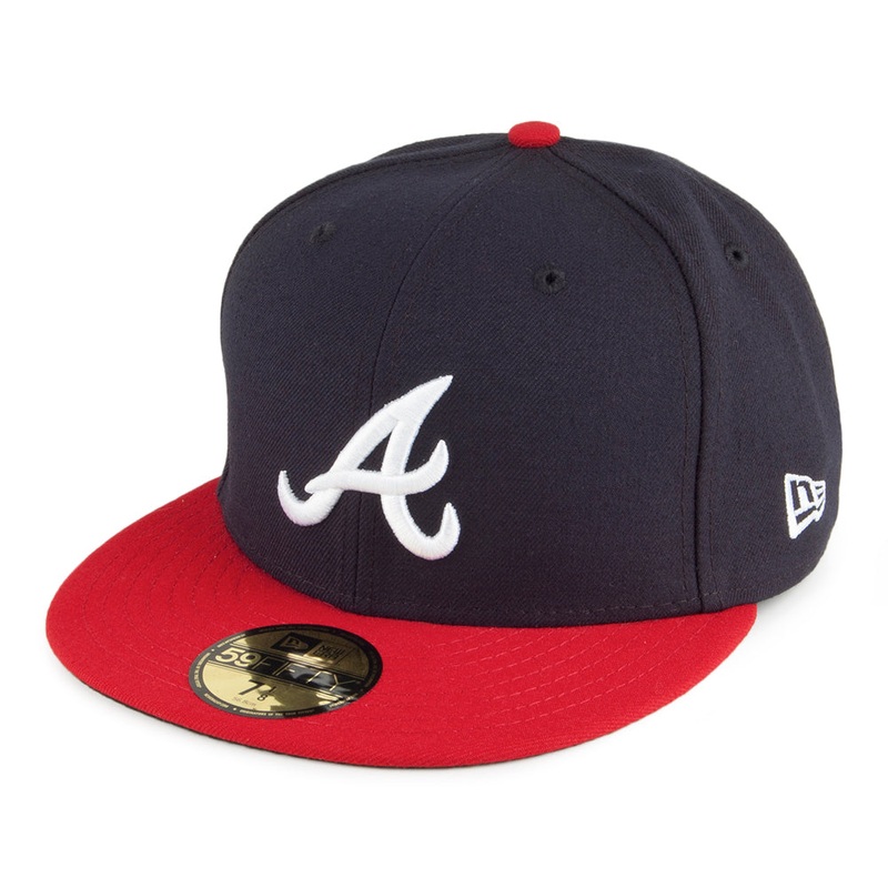 New Era 59FIFTY Atlanta Braves Baseball Cap – MLB On Field AC Perf – Navy-Red 6 7/8