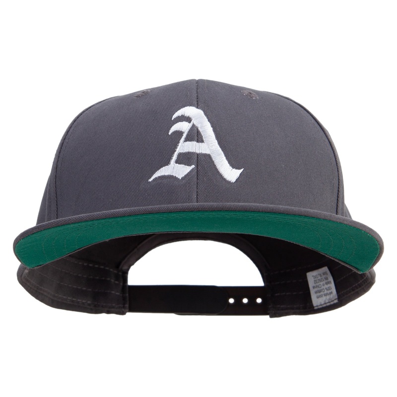 Old English A Embroidered Brushed Cotton Twill High Profile Extra Size Cap Charcoal One Size