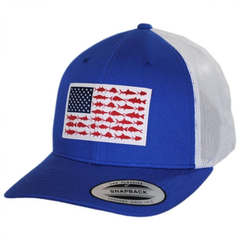 PFG Fish Flag Mesh Snapback Baseball Cap VIVID BLUE/WHITE ADJUSTABLE
