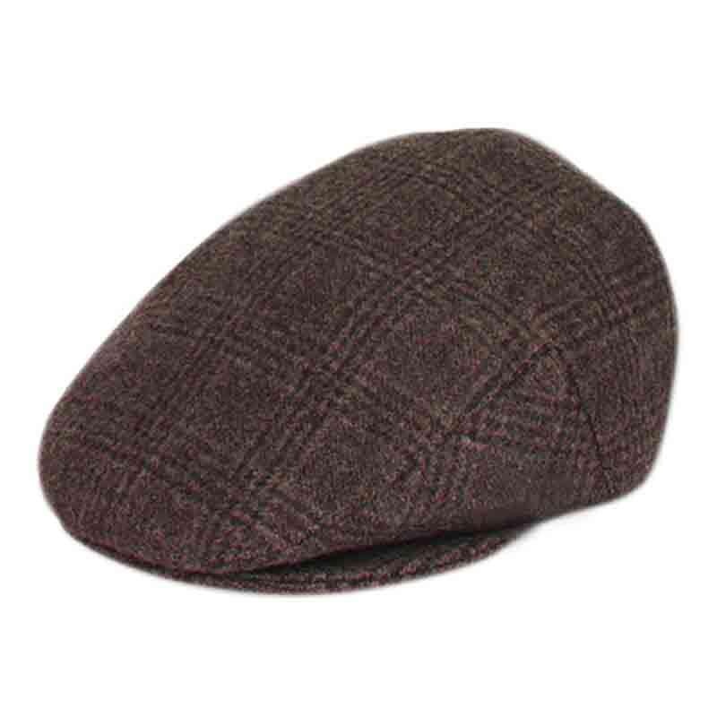 Plaid Wool Flat Ivy Cap with Quilted Lining – Epoch Hats Brown M (22 3/8″)