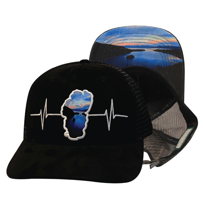 Tahoe Hat – Baseball Hat Fit – Suede – Black – Sunrise – Trucker Mesh