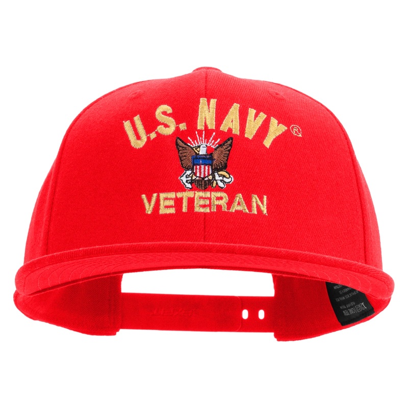US Navy Veteran Embroidered Flexfit Snapback Style Cap Red One Size