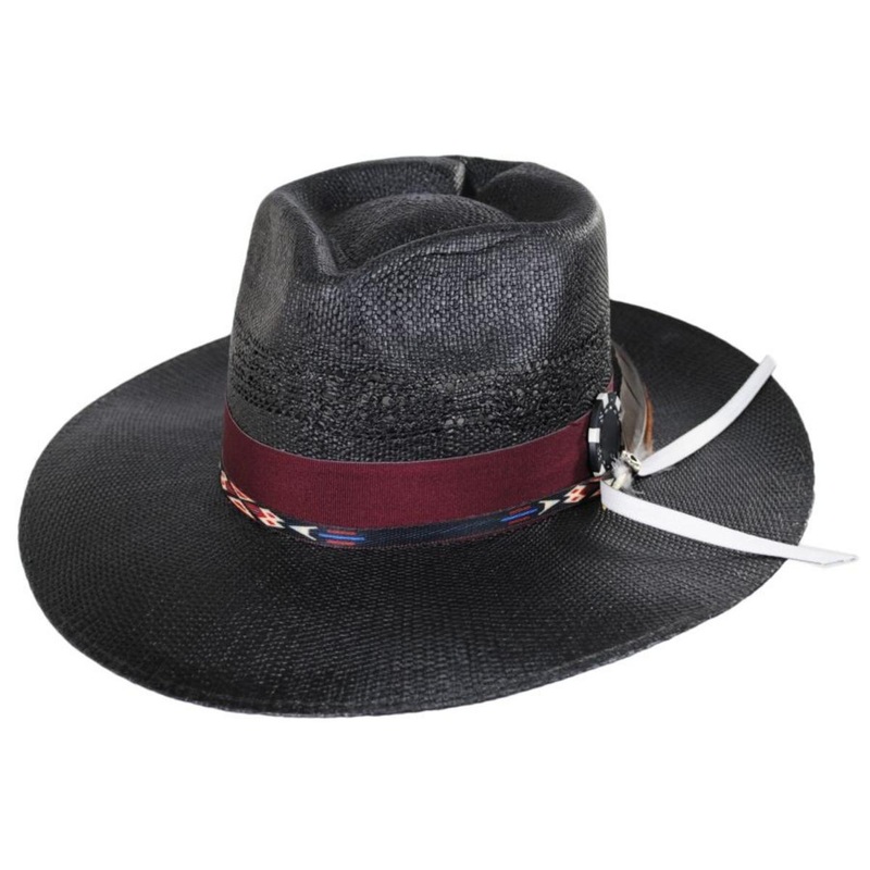V.C. Spade Bangora Straw Fedora Hat BLACK M