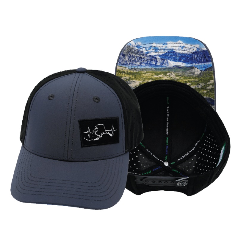 Alaska Hat – Low Profile – Ponytail – Charcoal / Black – Laser Mesh