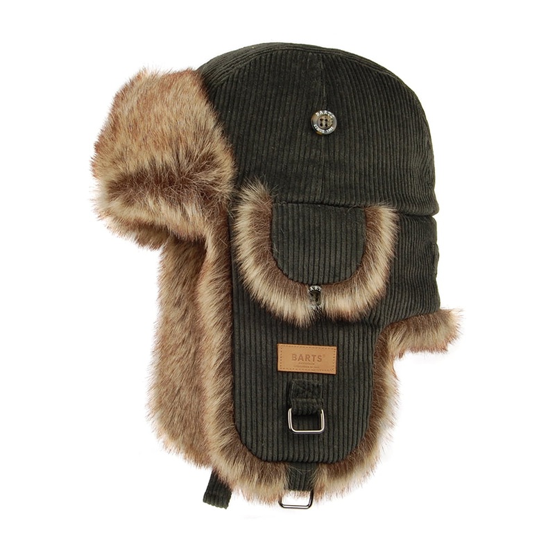 Barts Hats Corduroy Rib Faux Fur Bomber Trapper Hat – Army Green 1-Size