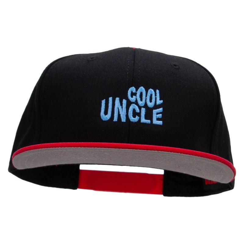 Cool Uncle Embroidered Two Tone Superior Cotton Twill Flat Bill Snapback Cap Red Black One Size