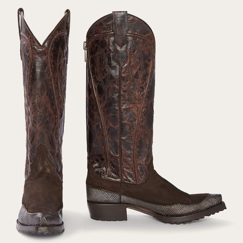 Dakota Brown Suede & Teju Cowboy Boot Brown 5