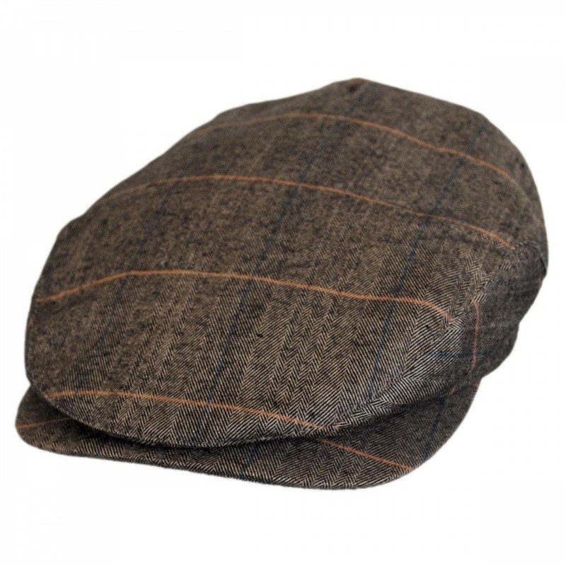 Hoxton Herringbone Plaid Wool Blend Ivy Cap BROWN S