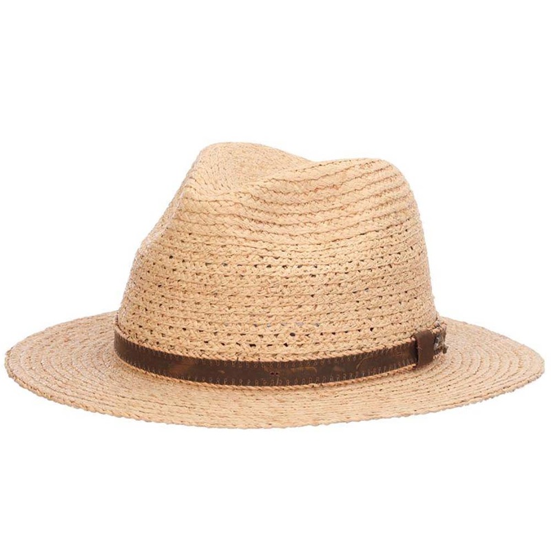 Inagua Raffia Fedora Hat with Leather Band  – Tommy Bahama Hats Natural S/M (55-57cm)