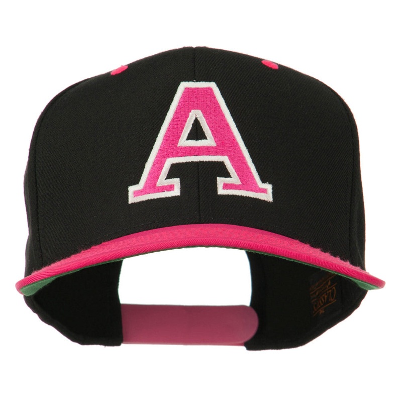Large A Embroidered Snapback Cap Pink Black One Size