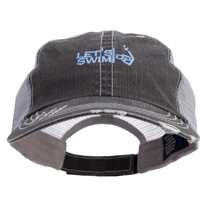 Let’s Swim Logo Embroidered Low Profile Special Cotton Mesh Cap Black One Size