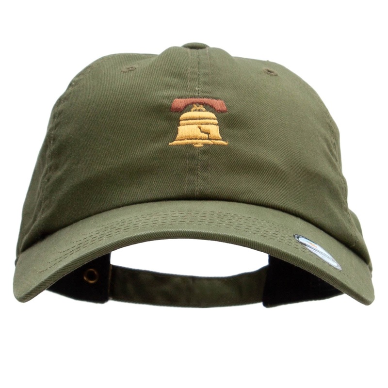 Liberty Bell Embroidered Washed Cap Army Green One Size