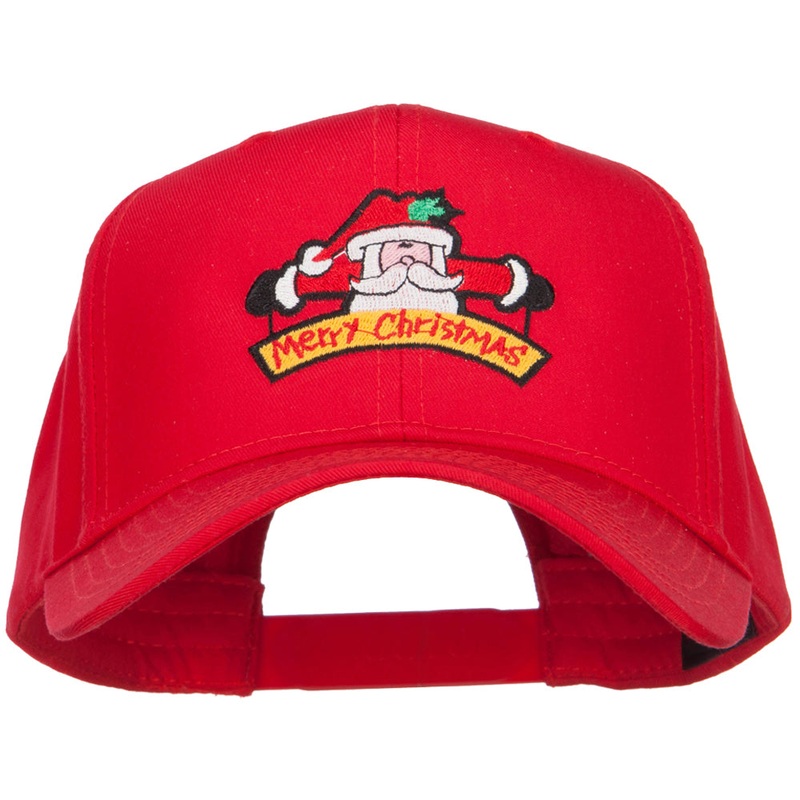 Merry Christmas Santa Embroidered Twill Pro Cap Red One Size