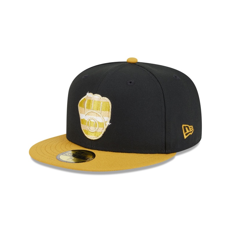 Milwaukee Brewers Metallic Gold Logo 59FIFTY Fitted Hat 7