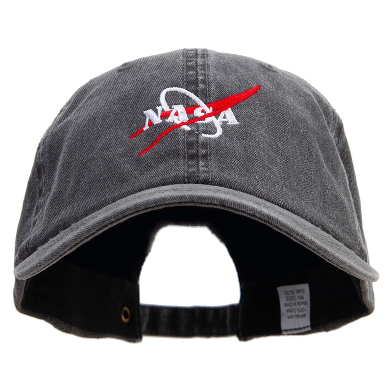 NASA Logo Embroidered Big Size Washed Pigment Dyed Cap Black XL-3XL