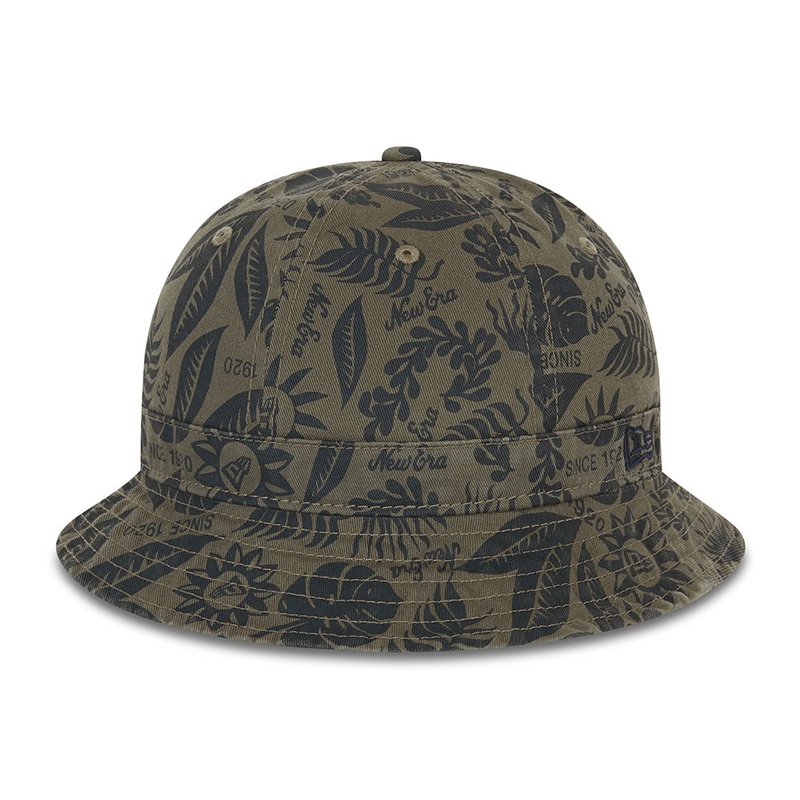 New Era NE Hibiscus Print Bucket Hat – Olive S