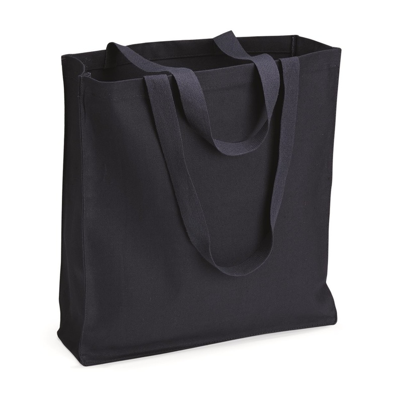 Q-Tees 14L Shopping Bag, Cotton Canvas Tote – Q125300 Black