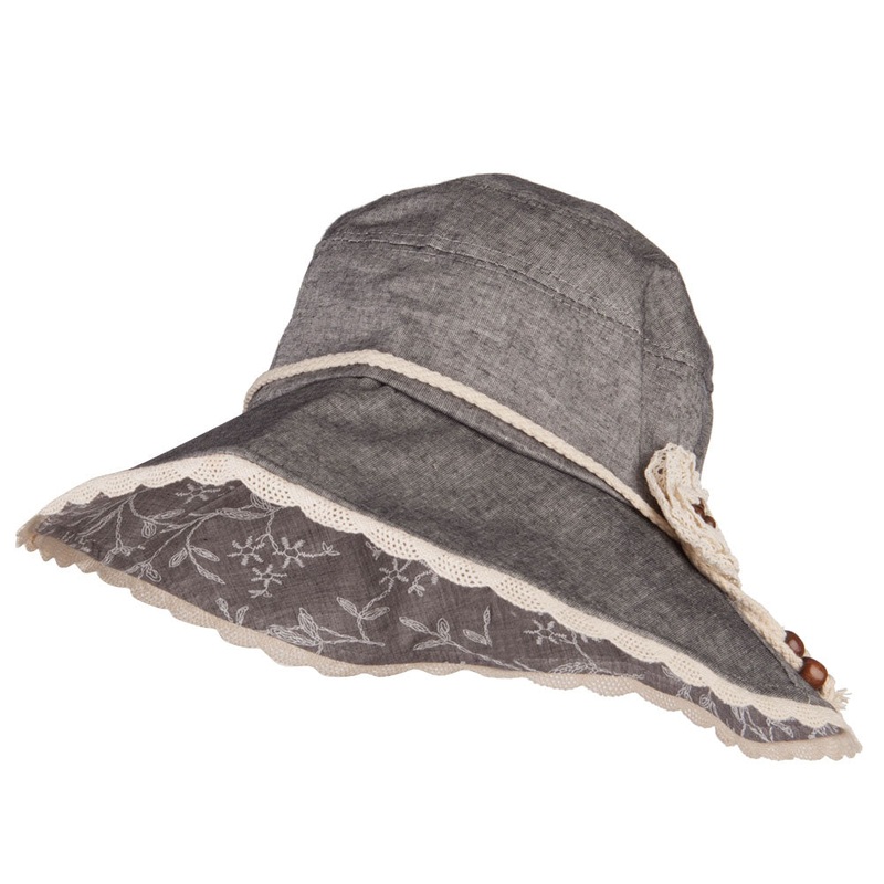 Rose Floral Laced Crushable Hat Black One Size