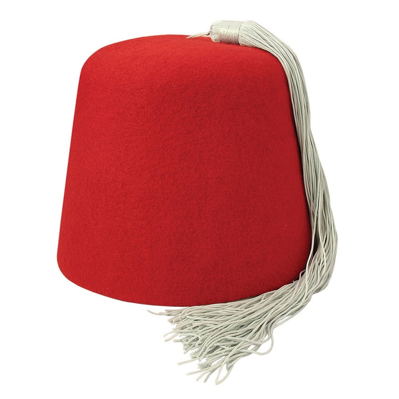 Village Hats Red Fez with White Tassel S