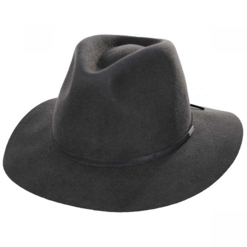 Wesley Packable Wool Felt Fedora Hat – Washed Black WASHED BLACK XS