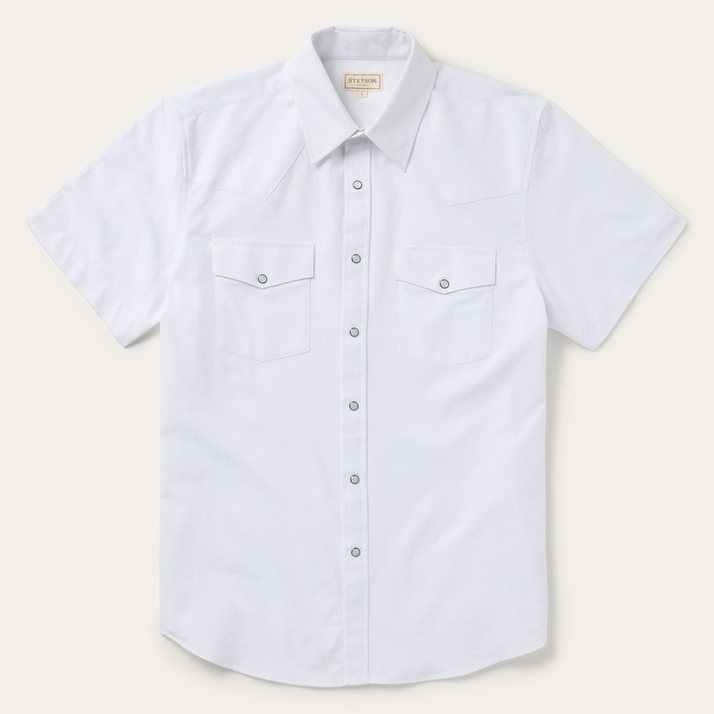 White Oxford Short Sleeve Western Shirt White S