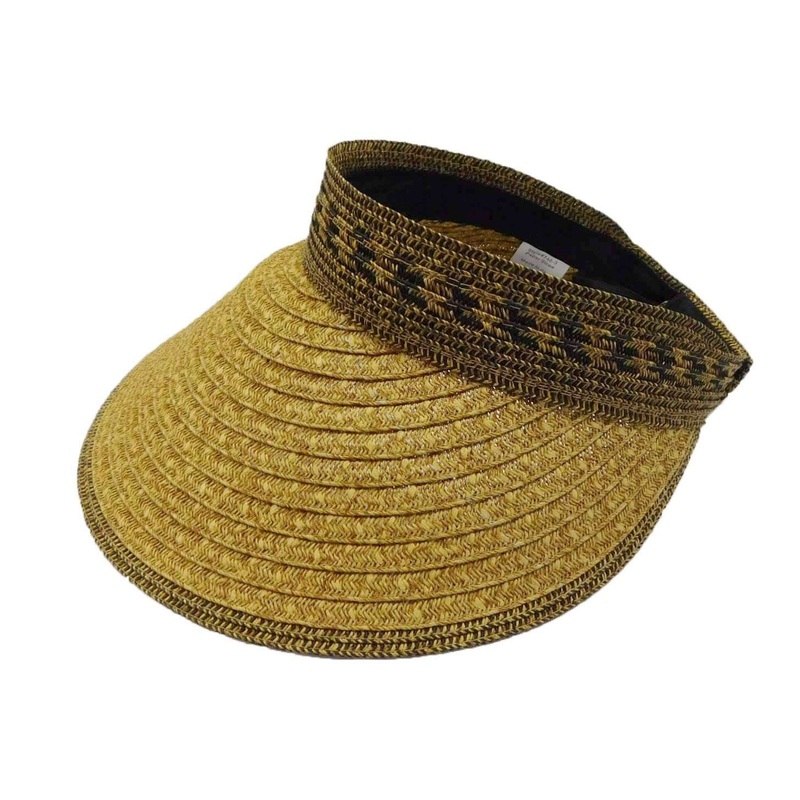 Wide Brim Mixed Braid Roll-Up Sun Visor Hat – Milani Hats Brown
