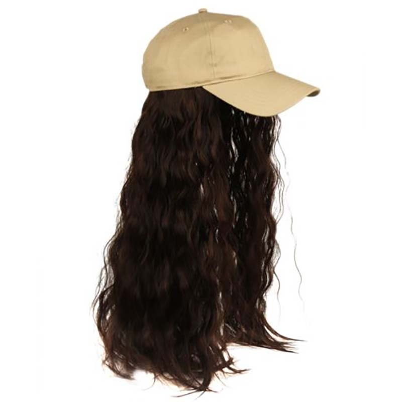 Baseball Cap with Hair Extension – Khaki Khaki