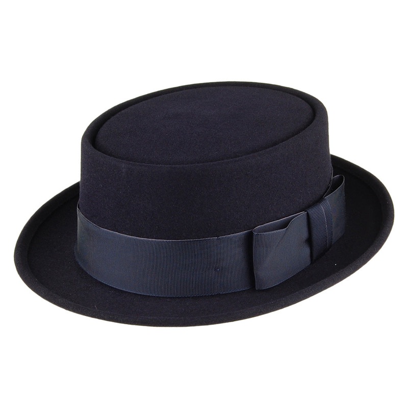 Christys Hats Monk Fur Felt Pork Pie Hat – Navy Blue 55
