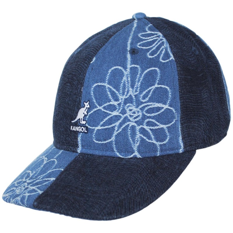 Denim Mashup Strapback Baseball Cap Dad Hat BLACK TROMPE LOEIL ADJUSTABLE