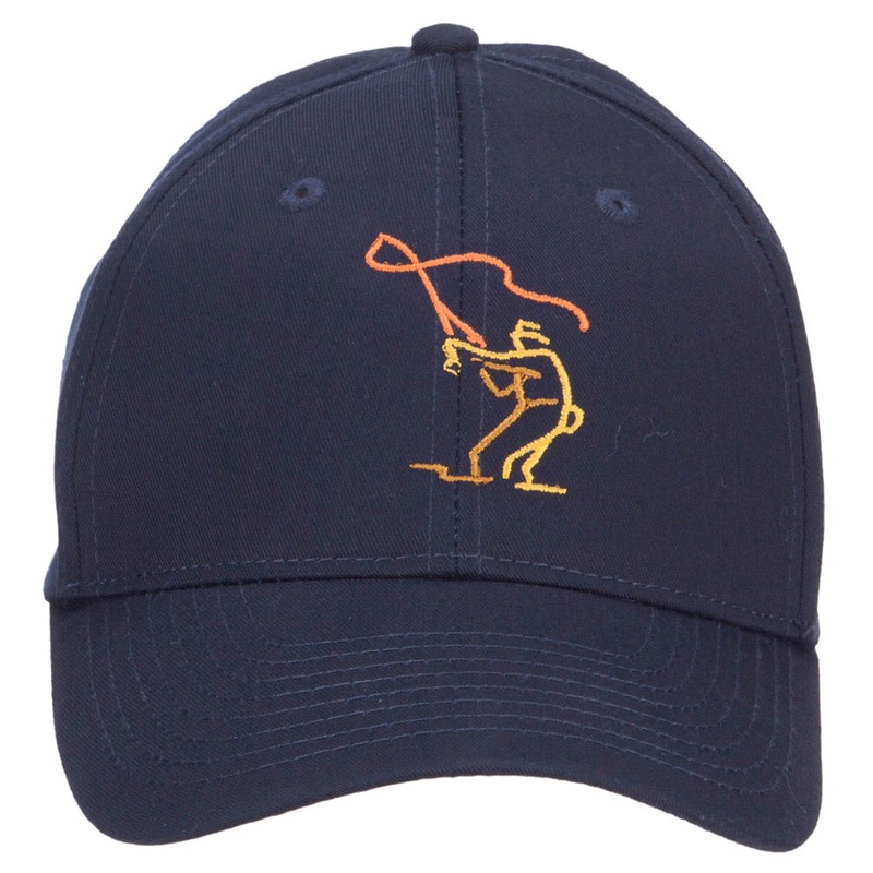 Fly Fishing Man Embroidered Cotton Twill Cap Navy One Size