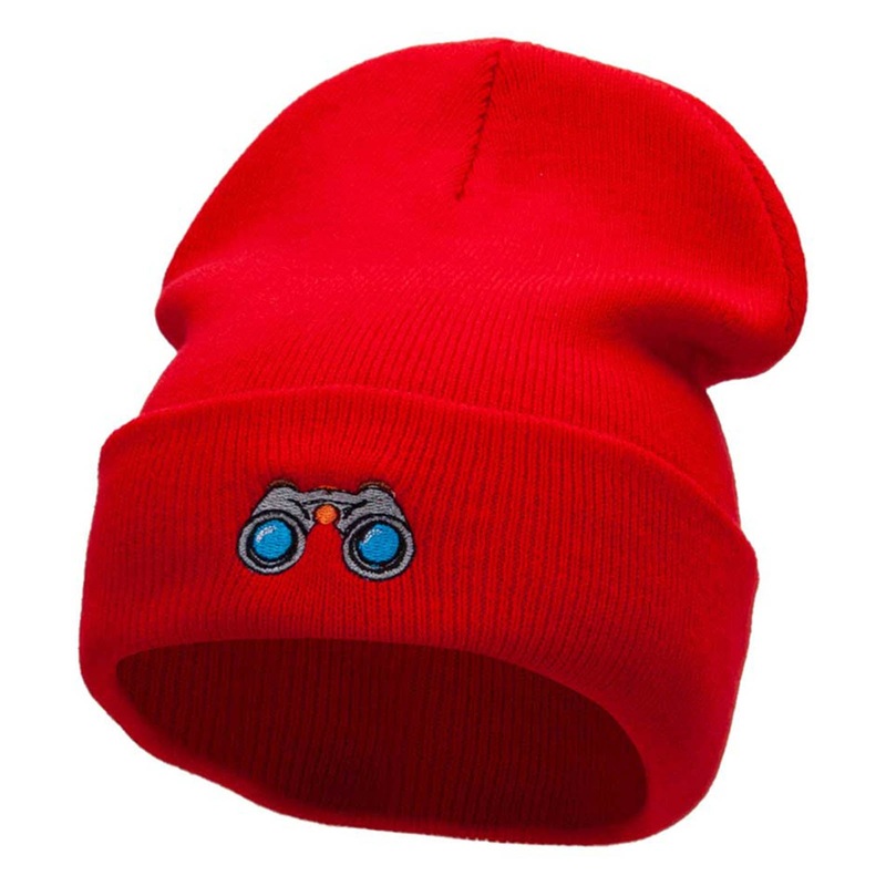 Glassing Embroidered 12 Inch Long Knitted Beanie Red One Size